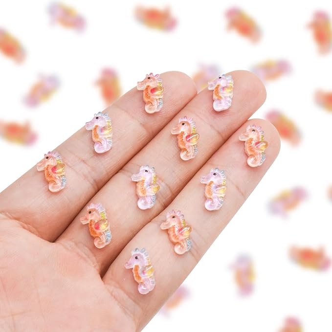 200 Pieces Tiny Seahorse Decor for Crafts Dollhouse Miniatures Resin Micro Seahorse Ocean Decorations for Dollhouse Fairy Garden Micro Landscaping Decoration