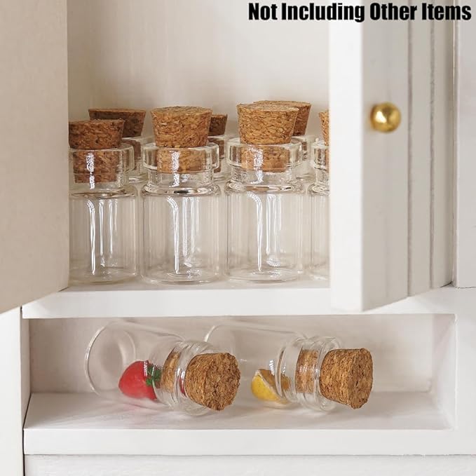 Odoria Dollhouse Glass Jars Miniature: 1/12 Scale Glass Bottles Food Container for Kitchen Restaurant - Mini Canister Empty with Cork 10Pcs
