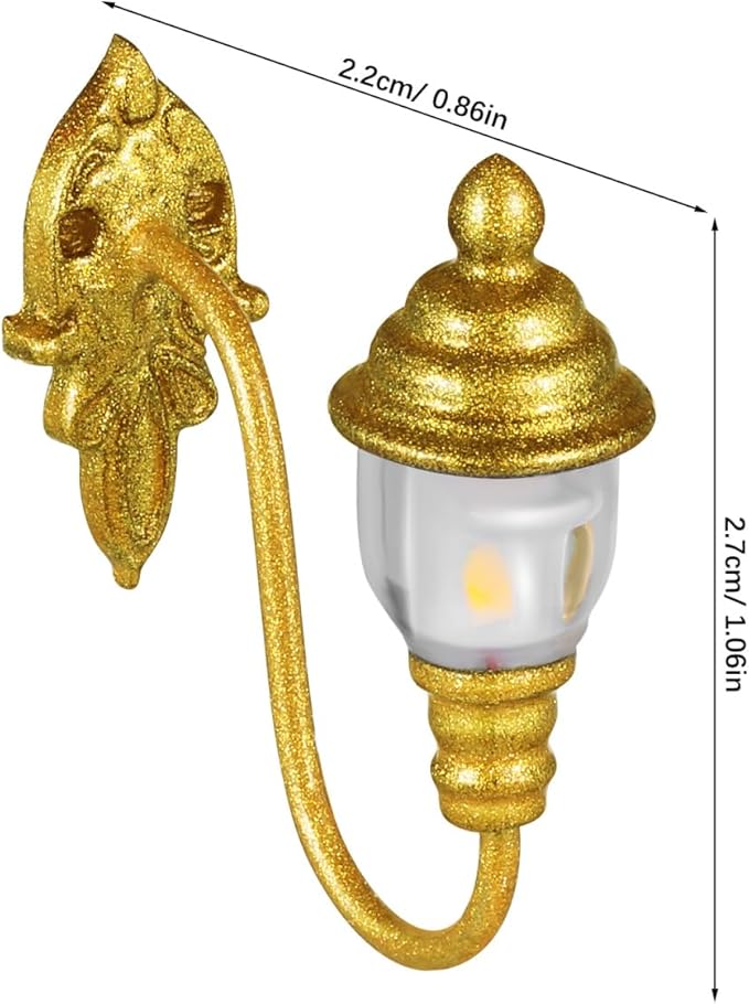 DOITOOOL 4 Pcs Dollhouse Wall Lights, Mini Vintage Doll House Lights Dollhouse Wall Sconces 1:87 Scale Miniature Lamps Models for DIY Micro Landscape Sand Table Ornaments, Golden
