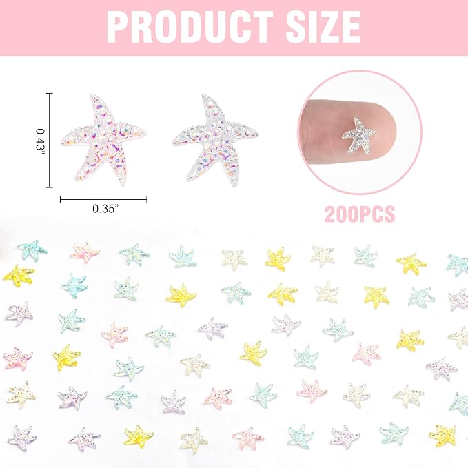 200 Pieces Tiny Starfish Decor for Crafts Dollhouse Miniatures Resin Micro Starfish Ocean Decorations for Dollhouse Fairy Garden Micro Landscaping Decoration