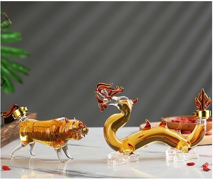 Chinese Zodiac Mini Whiskey Decanter Set of 12 with Stopper. Creative Animal Clear Glass Wine Bottle Miniature Liquor Dispenser for New Year (Size : 125ml x 12)