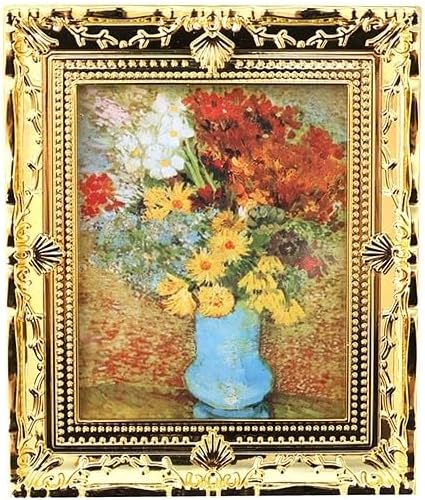Dollhouse Accessories 1Pc Miniature Simulation Oil Painting Decor Miniature Scene Model (Red)
