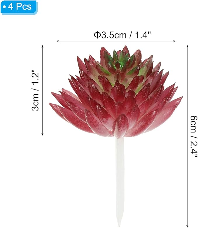 PATIKIL Mini Artificial Succulents, 4 Pack Unpotted Faux Succulent Picks Fake Succulent Plants for Home Landscape Decoration, Burgundy Green