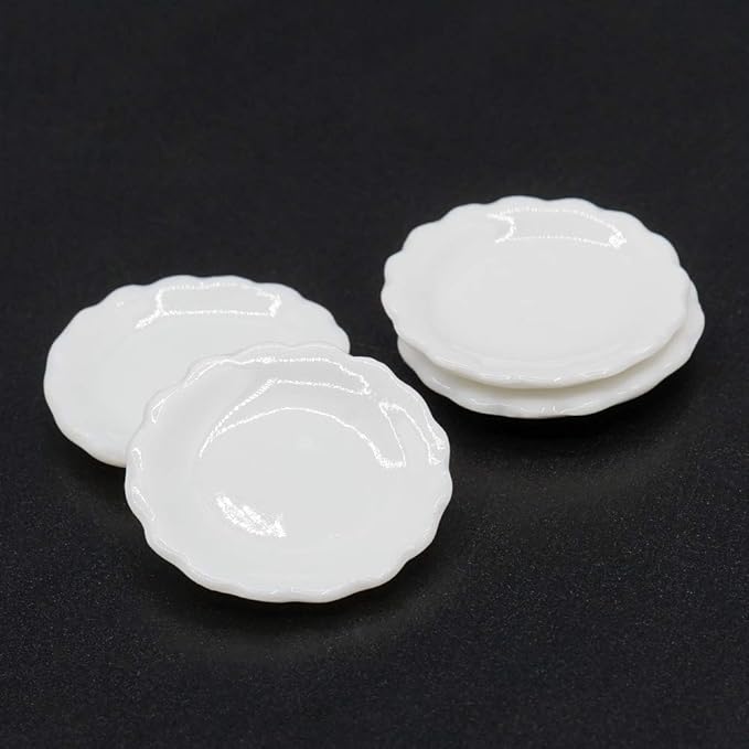Odoria 1/12 Miniature Dish Plates 4Pcs Dollhouse Decoration Accessories