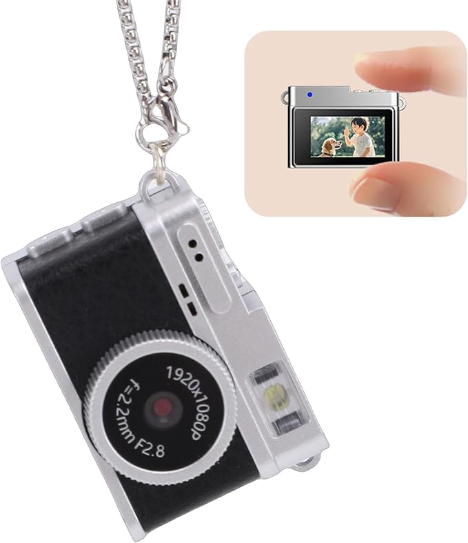 XUMIUZIY Mini Keychain Digital Camera, 1080P 2MP Compact Camera with 0.96 Inch HD Screen, Rechargeable Small Video Recorder with Keychain Neck Strap for Travel