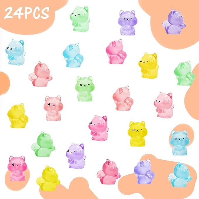 24 Pieces Mini Squirrel Decor for Crafts Dollhouse Luminous Mini Resin Animals for Dollhouse Micro Fairy Garden Landscape Plant Pots