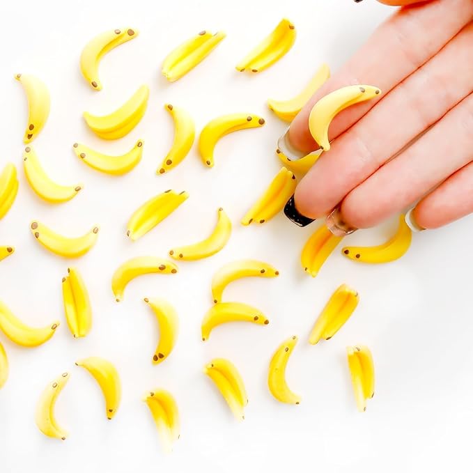 35 Pcs Miniature Bananas 1/12 Scale Banana Models Miniature Fruit Fake Mini Fruits for Mini House Kitchen Fairy Garden Decor，Dollhouse Décor Dollhouse Accessories（Yellow）