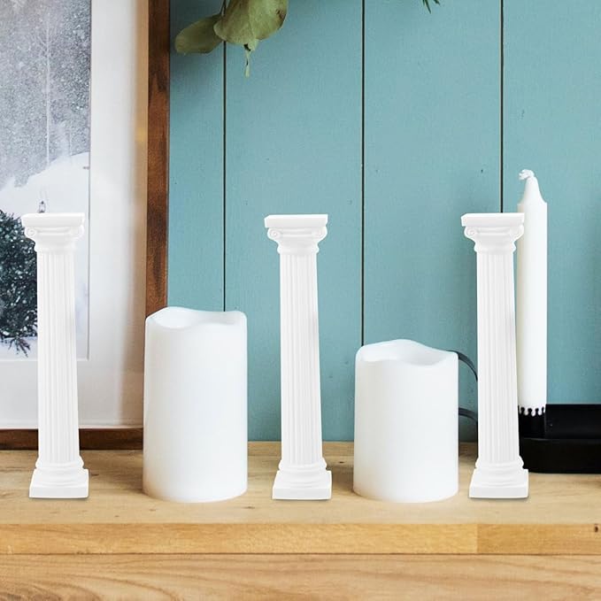 VICASKY Pillars Columns Pillar Column Greek Decoration Roman Decorative White Open Bookshelf Marble Plillars Garden Relief 6pcs Model Classic Table Decor Figure Architectural Sculpture Home DIY Crafts