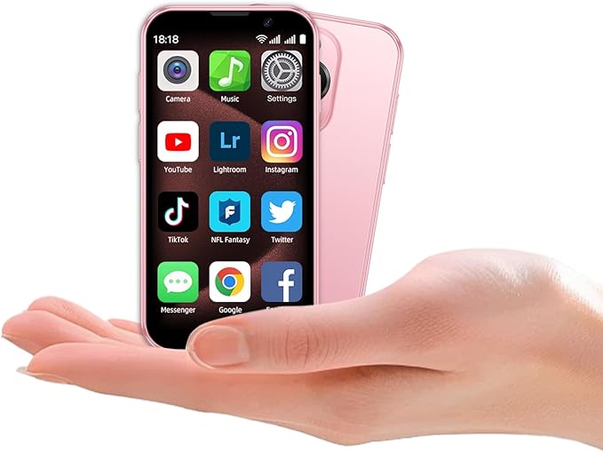 QHO Mini phone Unlocked Mini Smartphone for kids World's Smallest Cell Phone 3.0" HD Touch Screen Quad Core Dual Sim Card Face ID Android Compact Small Mobile Phones for Student Pocket 2GB+16GB (Pink)