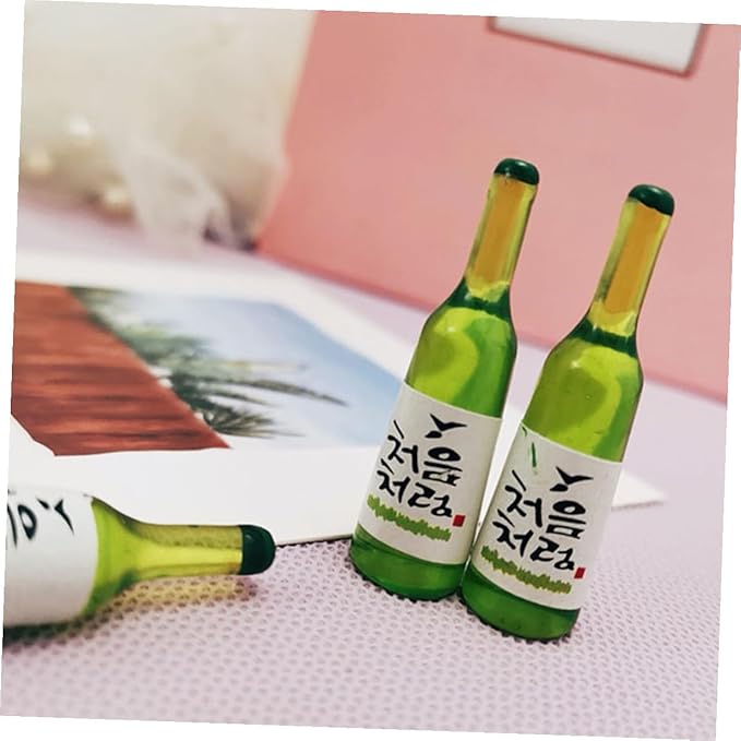 ifundom 12pcs Mini Korean Rice Wine Bottle Models Miniature Bottles for Dollhouse Kitchen Scale Diorama Decor Accessories