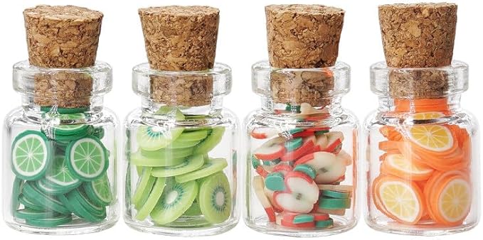 Odoria 1/12 Miniature Glass Food Jars with Fruit Slices 4Pcs Mini Jar Miniatures Dollhouse Decoration Accessories Doll House Accessory