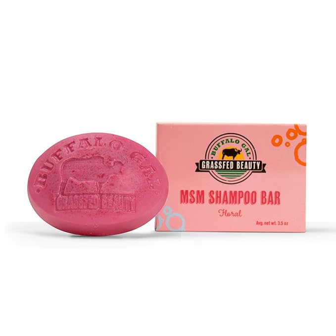 BUFFALO GAL MSM Shampoo Bar - Non-Soap, Natural, pH Balanced, Non-Stripping, Suitable for All Hair Types, Floral Scent, 4 oz
