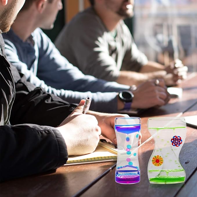 Coitak Liquid Motion Bubbler Timer for Sensory Play, Fidget Toy, Desk Top, 3 Pack, Assorted Colors (Style-1)