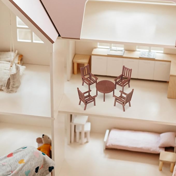 DOITOOL Mini Table and Chair Set Dollhouse Furniture 1.18 Inch Plastic Playhouse Accessory for Kids Creative Play and Decoration