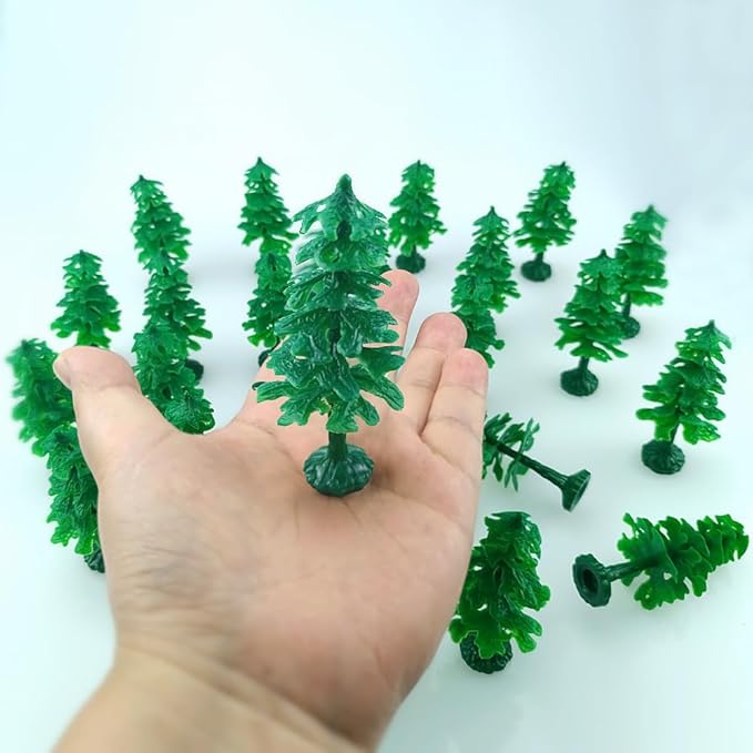 FAZHBARY 28 PCS Miniature Model Pine Tree for Crafts Plastic Diorama Cedar Fake Trees Cakes Green Scenery Landscape Supplies