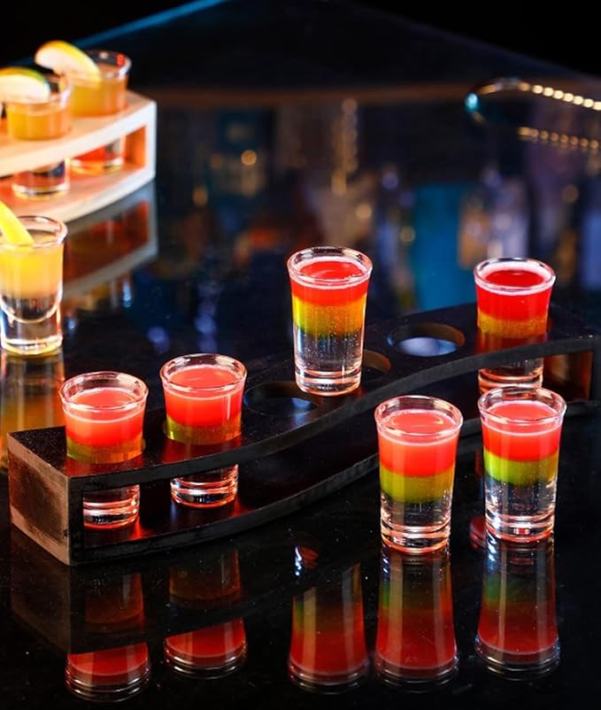 Goldmeet Mini Shot Glass Set, 0.5oz/15ml 6pcs Clear Bullet Cups with Heavy Base, Cute Whiskey Glasses Set Small Glass Cups, Perfect for Party, Bar, Club, Cocktail Favor Housewarming Gift