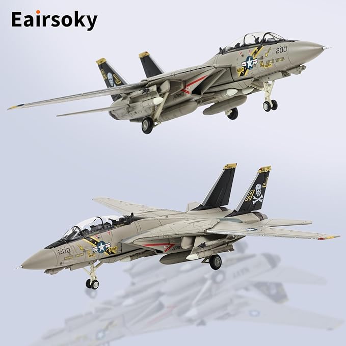 1:100 Scale F-14 F-14A Metal Fighter Jet Model Jolly Roger Military Die-cast Aircraft Models for Collection or Gift