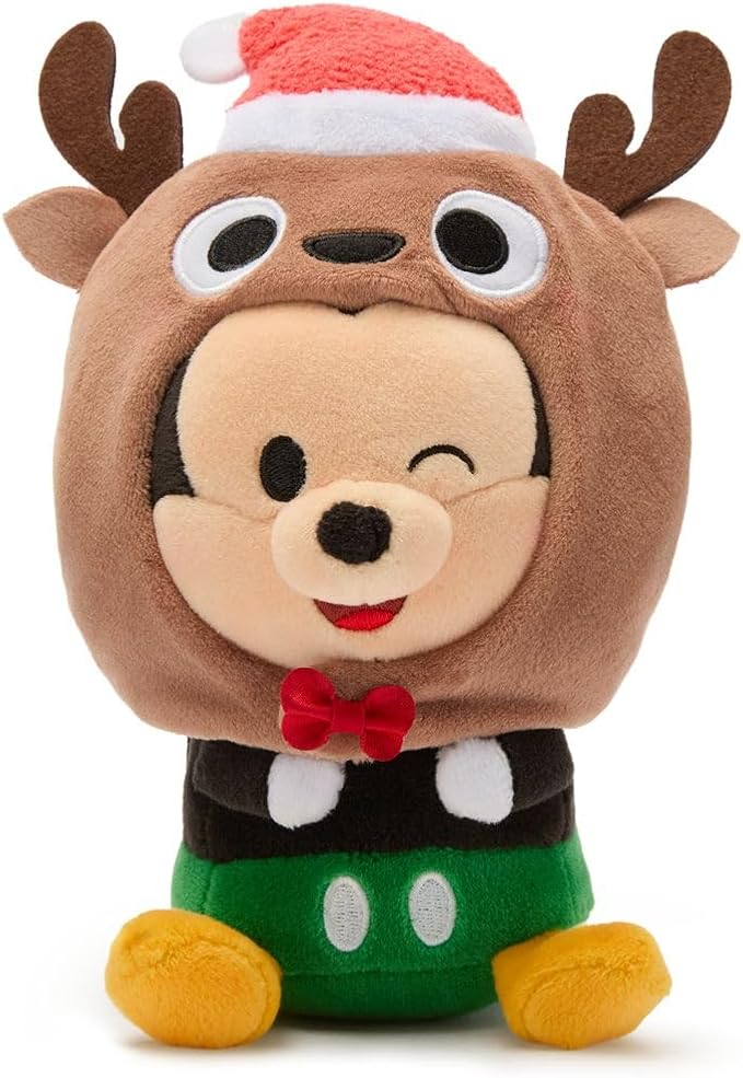 Disney Store Official Mini Mix-Its Plushies – Mickey Mouse Holiday - Cute Stuffed Animals - Mix & Match Detachable Hats - Hook and Loop Strap - Plush Toys for Kids and Collectors, 7 Inch