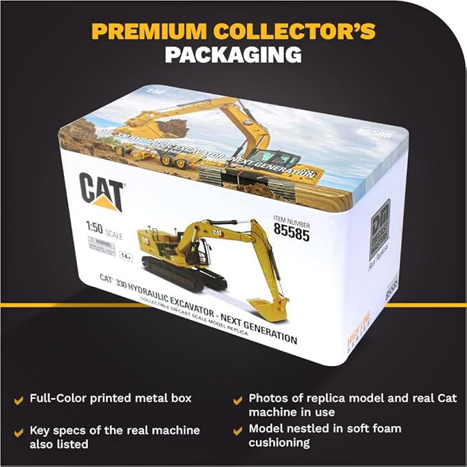 Diecast Masters 1:50 Caterpillar 330 Next Generation Hydraulic Excavator | High Line Series Cat Trucks & Construction Equipment Scale Model Collectible 85585