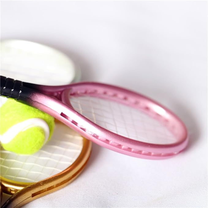 BOGEEL House Tennis Model Set Simulation Sports Goods Outdoor Miniature Model Include 1x Tennis 1x Racket,Plastic