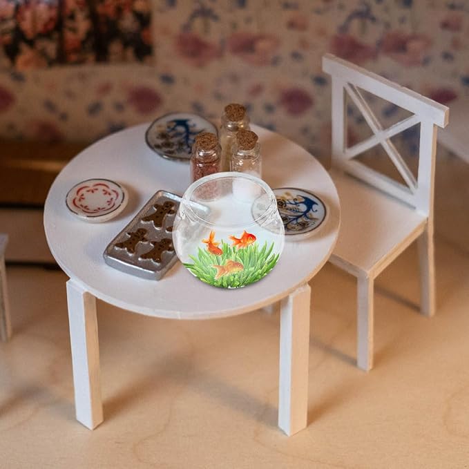 ibasenice Mini Glass Fish Tank 6Pcs Set 0.94 Inch Transparent Dollhouse Accessories Miniature Fish Bowls for DIY Crafting and Creative Decor