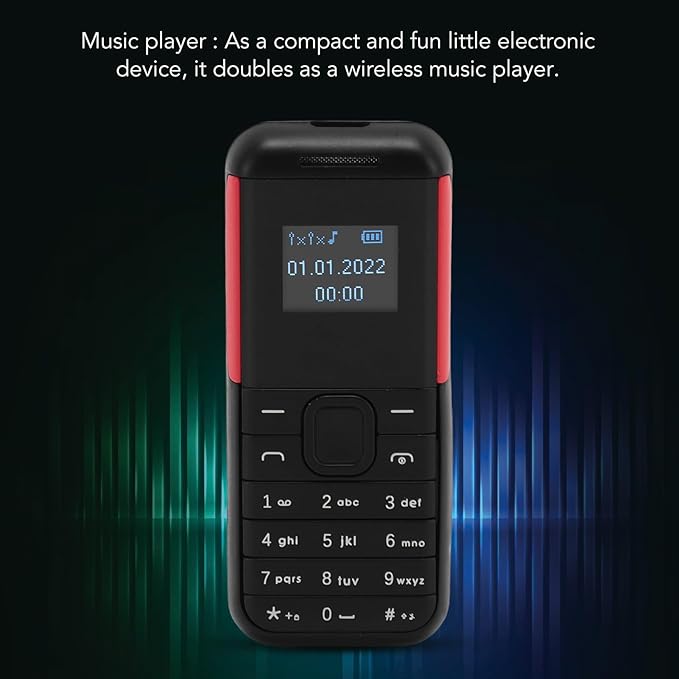 GOWENIC Small Mini Phone, 2G GSM Dual SIM Unlocked Smartphone, 0.66inch Screen 380mah Kids Small Smartphone, Bluetooth Sound Player Basic Phone (Black Red)