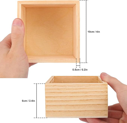 16 Pack 4 x 4 Inches Unfinished Wooden Boxes, Small Unfinished Square Wood Box Bulk, Small Wooden Box for Art Collectibles, Jewelry Storage, Home Decor, Succulent Plant Pot