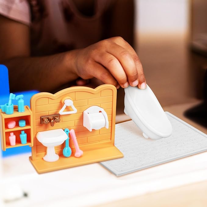 Wakauto 1:12 Scale Dollhouse Bathroom Furniture Set - Miniature Bathtub, Sink & Cabinet with Realistic Details for Adult Collectors and Creative Play, DIY Adornments and Display