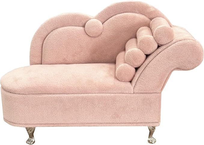 Openable Sofa Jewelry Box Couch Jewelry Box,Miniature Sofa Velvet Chair Earrings Necklace Bracelet Storage Box, Gift for Girls and Women Jewelry Box(Pink,Style 2)