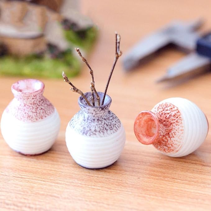 6Pcs Mini Bud Vases - Tiny Resin Flower Vases, Micro Landscape DIY Decor, Moss Succulent Ornaments, Fairy Garden Accessories, Home Tabletop Decoration, Gift for Plant Lovers