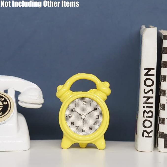 Odoria 1/12 Miniature Alarm Clock Dollhouse Decoration Accessories, Yellow