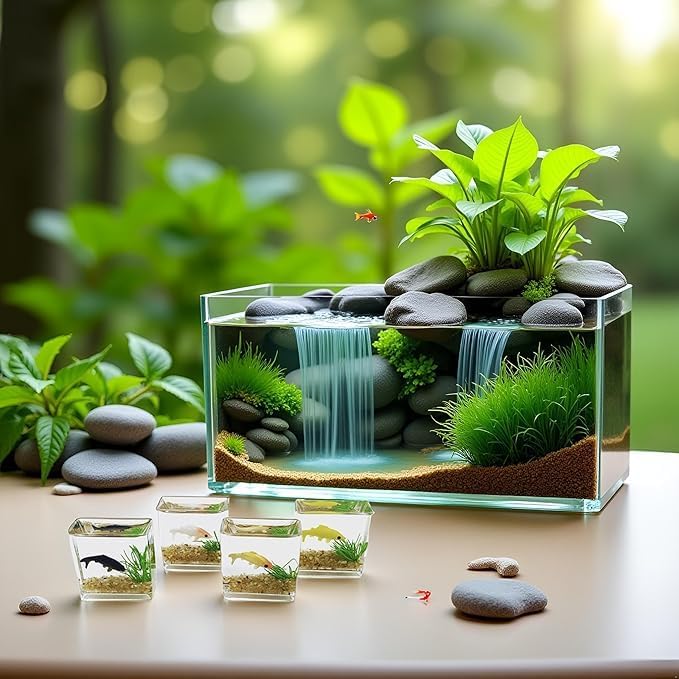 1Pc Fish Tank Toy, 1:12 Scale Miniature Dollhoue Accessories, Resin Dollhouse Fish Tank Accessories for Garden Scene Decor, Dollhouse Accessories (Random Color Square)