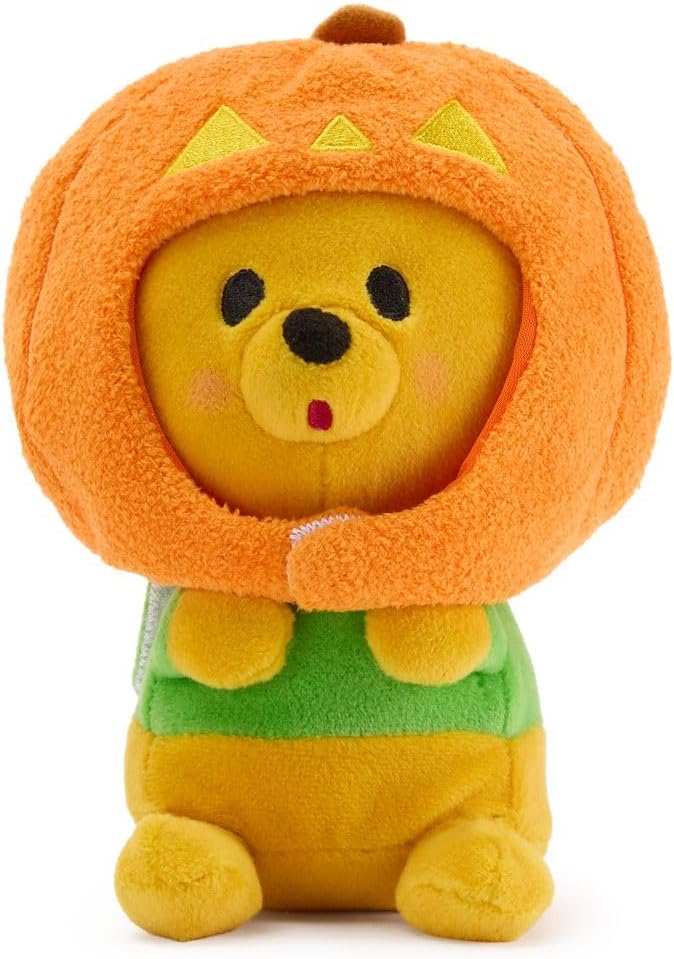 Disney Store Official Mini Mix-Its Plushies – Halloween Pooh - Cute Stuffed Animals - Mix & Match Detachable Hats - Hook and Loop Strap - Plush Toys for Kids and Collectors, 7 Inch