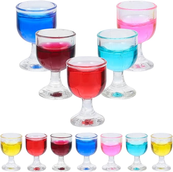 SUPVOX 1:12 Wine Glasses Miniature Resin Mini Beer Cups Drinking Water Cups Model Dollhouse Ornament Kitchen Miniatures Accessories 12pcs