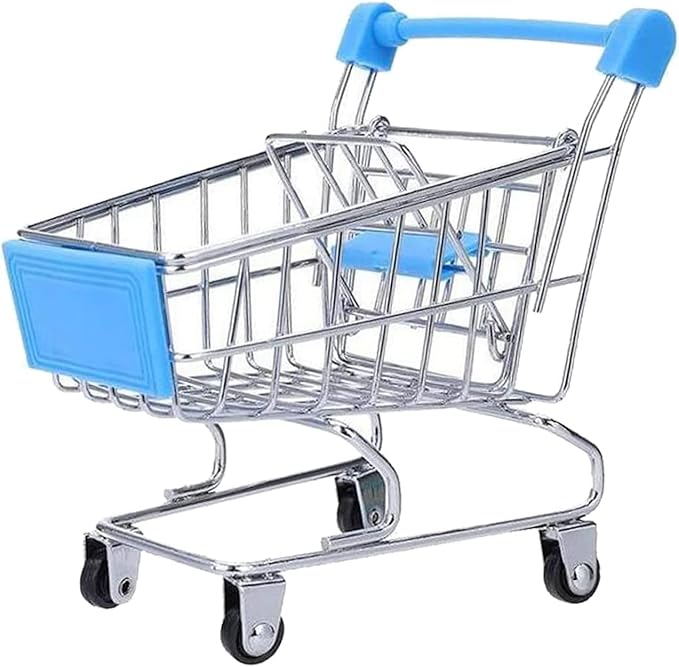 Mini Shopping Cart，Supermarket Handcart Mini Shopping Cart Mini Supermarket Storage Toy Decorative Ornaments for Storage Toys (Toy Shopping cart Blue)