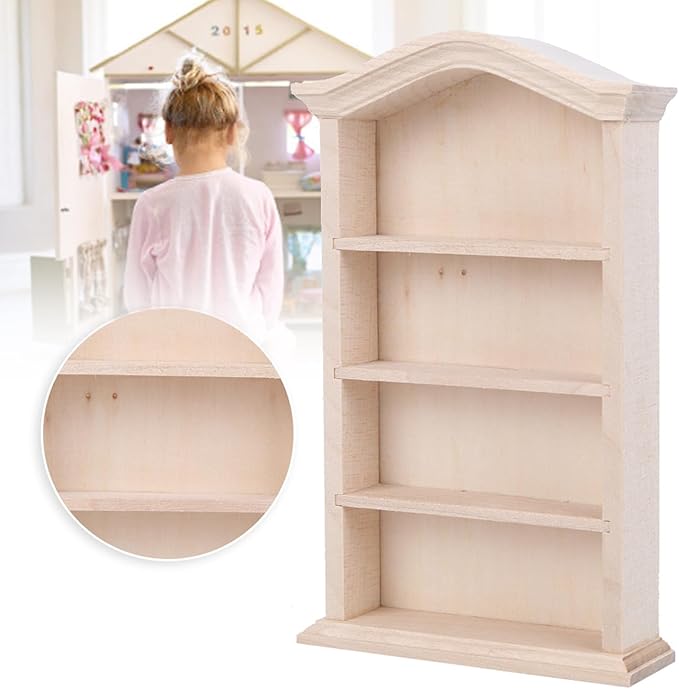 1:12 Mini Bookshelf for Mini Books, 6.2 x 3.7in Dollhouse Bookshelf, Wooden Miniature Bookshelf Decoration as Accessory for Miniature Gardens and Window Displays