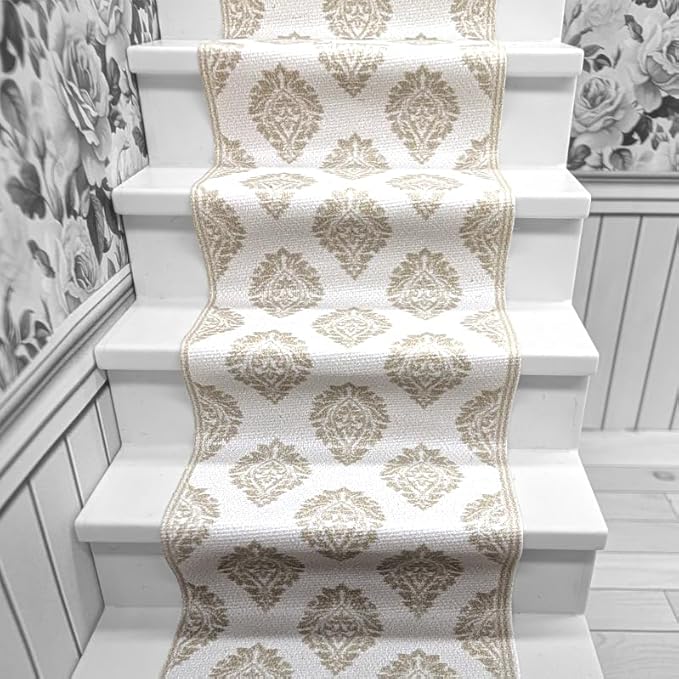 Self-Adhesive Carpet with Real Textile Structure for Dollhouses Scale 1:12 (Damask Pattern Beige 2)