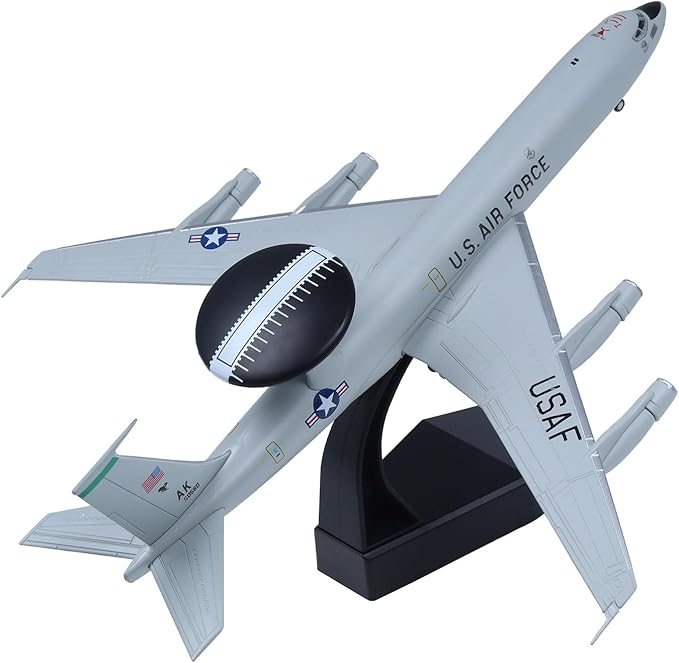 E-3 Sentry Die-cast Airplanes-1/200 Scale USAF AWACS Metal Aircraft Model for Collector, Aviation Enthusiast-Premium Collectiable with Display Stand