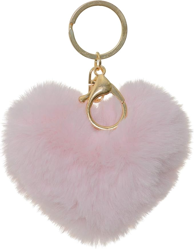 Dreams and Whispers Faux Fur Ball Pom Pom Key Chain Ring for Women Bag Pendant