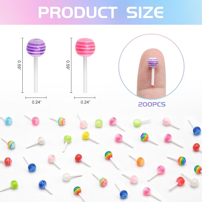 200 PCS Mini Resin Lollipop Figurines for Crafts Luminous Tiny Resin Animal Miniature Things for Dollhouse Fairy Garden Micro Landscaping Decoration Cake Toppers Decor