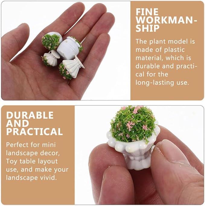 Abaodam 8Pcs Dollhouse Miniature Plants Mini Potted Plant Miniature Bonsai Plants Mini Flower Pots Scenery Landscape Plant Decor Dollhouse Decoration Greenery Ornament