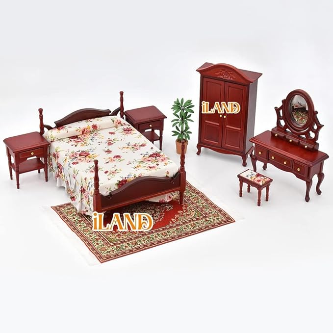 iLAND Miniature Dollhouse Accessories of Woven Dollhouse Rug 9.4” x 5.7” 9.2" x 1.8" for Dollhouse Furniture on 1/12 Scale and Dolls 3” - 12” (2pcs Appetence)
