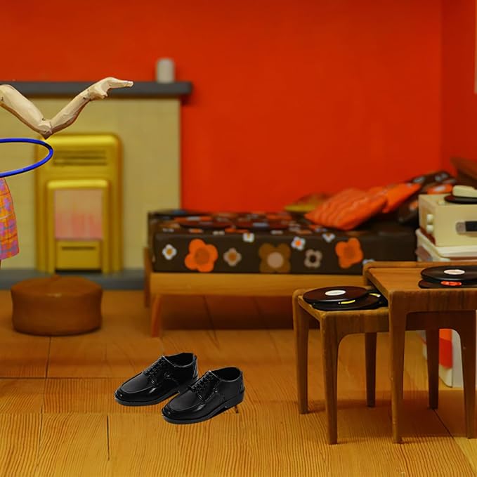 TOYANDONA 10pairs Miniature Black Shoes for Dolls Elegant Prince Style Dress up Shoes for Scale Male Dolls for Dollhouse Decor and Micro Landscape Ornaments