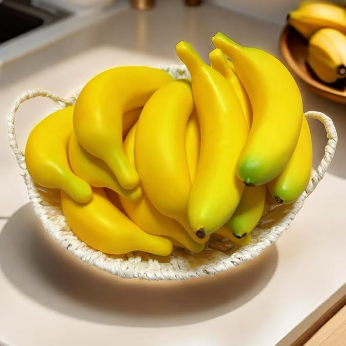 15pcs Fake Individual Banana, Artificial Yellow Bananas Lifelike Simulation Fake Fruit Home House Kitchen Decoration