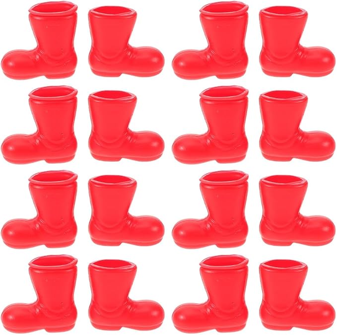 BESPORTBLE Mini Santa Claus Shoes 100 Pcs of Santa Boots, Mini Shoes Model for Crafts Christmas Dollhouse Table Centerpiec Decorations, Red