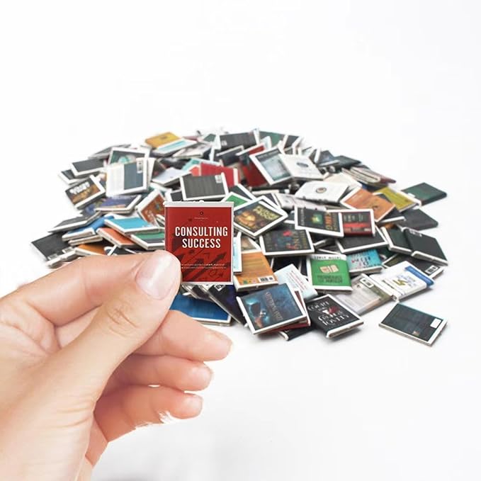 Anxiety Bookshelf Shake Away Your Anxiety, Miniature Book Display Case Cabinet with 200 Mini Books, Creative Wooden Mini Bookshelf Shake Anxiety Stress Reliever Funny Gifts for Book Lovers (Mini Book)