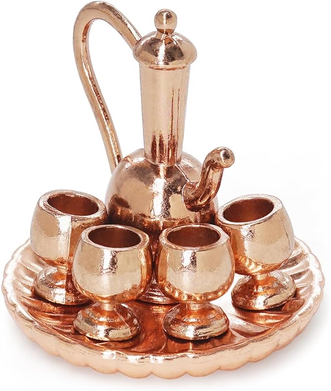 Odoria 1/12 Miniature Tea Set Dollhouse Decoration Accessories, Bronze