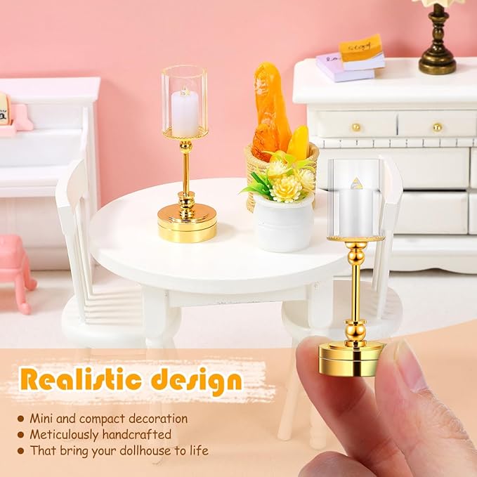 TOYANDONA Dollhouse Miniature Table Lamp – 1:12 Scale Glass Dome Candle-Style Light, Battery Operated Decorative Dollhouse Lighting for Indoor Outdoor Doll House Furniture & Room Decor