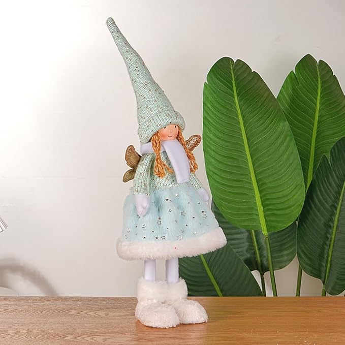 Dedrian11 Christmas Decor Handcrafted Fabric Angel Doll, Festive Elf Figurine with Whimsical Charm,Ornament & Gift for Women, Christmas Tree Decor & Home Accent (Mint Blue)