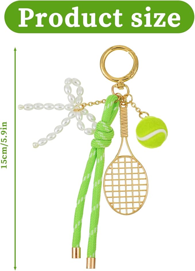 Gold Tennis Keychain, Tennis Racket with Ball Keychain Key Ring Mini Cute TennisRacket Ball Keychains with Peal, Mini Metal TennisKeychain for Women Men Gifts Christmas Gifts Sport Lovers Team